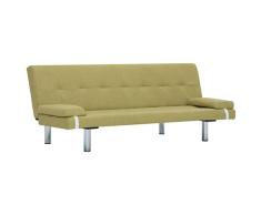 Festnight Sofá Cama con 2 Almohadas de Poliéster Verde 168 x 77 x (61,5/64 / 66) cm, Cama/Diván, Elegante Sofá Cama con 3 Plazas, Cama de Diseño Butaca de Diseño Sillón Mueble Salón