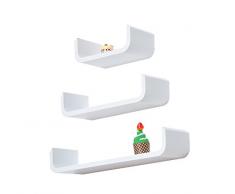 Estante Flotante de Pared 3 Piezas Estantería Colgante Color Blanco