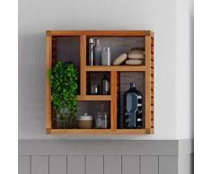 Relaxdays. Armario de Pared con 5 Compartimentos, para el baño, Pasillo y salón, tamaño: 50 x 15 cm, Color Natural, de Madera