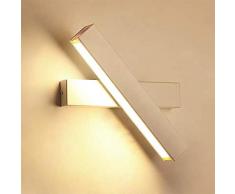 Moderna LED Apliques de Pared Lamparas de Pared Interior con Luz para Decoración de Lluminación, Giratorio 350 °Blanco Cálido Iluminación Para Dormitorio, Pasillo y Corredor (12w, Blanco)