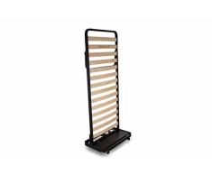 Cama plegable con colchón individual en Memory, alto 24 cm, red con somier de madera de haya. Kit con somier ortopédico con correas elásticas y colchón de Memory que se convierte en 2 colchones individuales de Memory