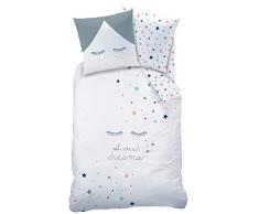 STARS Sweet Dreams Ropa de cama para niñas y niños, motivo reversible con grandes estrellas y pestañas, varios colores, 2 piezas, funda de almohada de 80 x 80 cm + funda de 135 x 200 cm, 100 % algodón