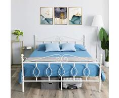 Aingoo Marco de Cama de Metal con Marco de Listones (Blanco, 140_x_190_cm)