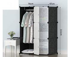 yqtoy Armario Simple Armario de Combinación de Economía Moderna Simple Armario de Plástico de Tela Plegable Armario de Almacenamiento-Blanco En Relieve 6 Puertas