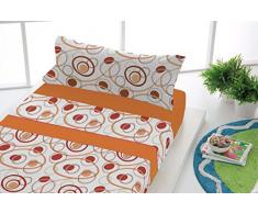 SABANALIA - Juego de sábanas Estampadas Dance (Disponible en Varias Medidas) - Cama 80, Naranja