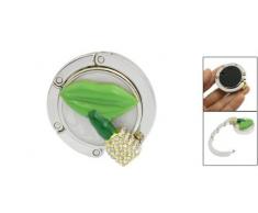 Colour verde Lip pintalabios Rhinestone decoración DealMux somier articulado trabajo redonda plegable bolso de gancho perchas