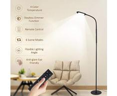 Lámpara de Pie,Tomshine 126 LEDs Lámpara de Pie Salon,4 Color Temperatura,5 Modos de Escena,Infinito Regulable,Control Remoto y Control Táctil,Luz de Lectura Desmontable para Salón,Dormitorio,Oficina