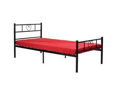 DORAFAIR Marco de Cama Individual de Metal Estructura 90 x 190cm,Corazón Negro
