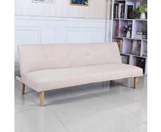 Sofá Cama 3 plazas Clic Clac Joy Beige tapizado con Tela 100% Poliéster, Patas de Madera