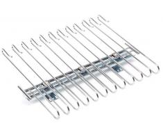 WENKO 5971100 Percha para pantalones con corredera para armario - para 12 pantalones, riel de corredera desmontable, Metal cromado, 33 x 10 x 47 cm, Plata brillante
