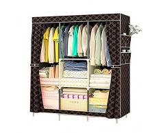 Armario no tejido | Persiana enrollable | gabinete de almacenamiento de ropa para el hogar a prueba de polvo | 3 rieles colgantes 4 estantes de almacenamiento | duradero y desmontable (106x45x158cm)