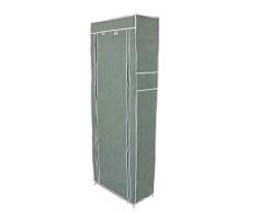 PrimeMatik - Armario ropero y Zapatero de Tela Desmontable 60 x 30 x 160 cm Gris con Puerta Enrollable