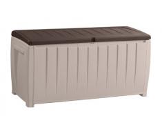 Keter 6007N Novel - Arcón multiusos, con posibilidad de uso como asiento, 340 L, color beige y marrón
