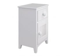Mesita de noche infantil con puerta y cortina blanca redondo (Pomo redondo blanco)