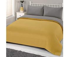 Brentfords - Juego de Ropa de Cama Reversible, Color Amarillo Ocre y Gris