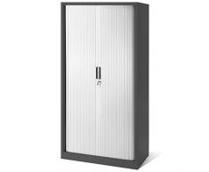 Juego de 2 persianas Armario persiana (T001, armario, armario, Oficina Armario, universal Armario, querrolladen Armario, Roll Puerta, se puede cerrar 185 cm x 90 cm x 45 cm (Antracita de color blanco)