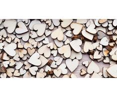 Cabecero cama Cartón ecologico Corazones de madera | Varias Medidas 150x60cm | Fácil colocación | Decoración Habitación | Motivos paisajísticos | Naturaleza | Urbes | Multicolor | Diseño Elegante