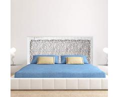 Cabecero de Cama en Madera Calada, para Cama de 150. Fabricado artesanalmente en España-. Decorado con Mandala Floral Pintada a Mano- Modelo Mosaico 160 (Blanco Envejecido, 160x80 cm)