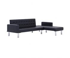 Festnight Sofá Cama en Forma de L Cuero Sintético 218 x 155 x 69 cm Negro Sofás Salon