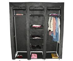 Armario Plegable Ropero Teprovo 9 estantes 150 x 45 x 175 cm Negro