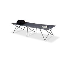 Relaxdays Cama Plegable Camping XXL Extra Alta Capacidad hasta 120 kg, Altura, Ancho, Longitud: 50 x 80 x 215 cm, Bolsa de Transporte, Color Gris