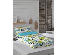 Euromoda Elephant Kids Cama 90 (90 x 190/200 cm), Blanco/Azul