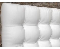 LA WEB DEL COLCHON Cabecero tapizado Acolchado Brigitte para (Cama 150) 160 x 115 cms. Polipiel Color Blanco. Patas de Madera. Incluye herrajes para Colgar con regulador de Altura