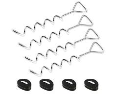 Hodzeed 4 Juegos Tarea Pesada Kits de Anclaje de Trampolín - Estacas de Suelo Acero Galvanizado a Prueba de Herrumbre Fijación para Cama Elástica Garden Camp Swings Cobertizo con 4 Correas Fuertes