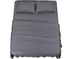 Utopia Bedding Juego Sábanas de Cama - Microfibra Cepillada - Sábanas y 2 Fundas de Almohada - (Cama 150, Gris)