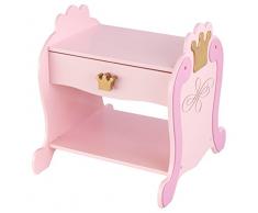 KidKraft 76124 Mesita infantil de noche con cajón de madera con diseño princesa, muebles para dormitorio de niños - Rosa
