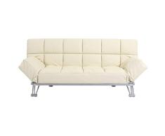 Miliboo - Sofá cama de piel 3 plazas color beige MANHATTAN