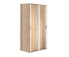 HomeSouth - Armario Dos Puertas correderas Dormitorio habitación, Acabado en Color Blanco y Cambria, Modelo Lara, Medidas: 120 cm (Largo) x 207 cm (Alto) x 55 cm (Fondo)