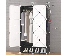 yqtoy Armario Simple Armario de Combinación de Economía Moderna Simple Armario de Plástico de Tela Plegable Armario de Almacenamiento-Estéreo 6 Puertas A