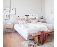 Cabecero de cama de madera (Camas de 120, 130, 140, 150) en blanco envejecido con columpio