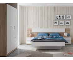 Miroytengo Pack Muebles Dormitorio Estilo nórdico para Camas 150 cm (Cabezal+2 mesitas+Armario)