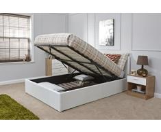 Estructura de cama blanca Caspian Ottoman con almacenamiento, 135 cm, doble