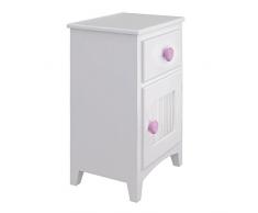 Juvenilesoutlet Mesita de Noche Infantil con Puerta y Cortina Blanca Corazon (Pomo corazón Rosa)