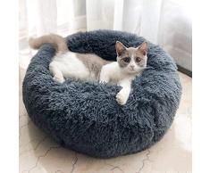 YOHAPPY Cama para Mascotas para Gatos y Perros, Cama para Perros Redonda súper Suave Cama Ovalada con Forma de Dona Cueva para Gatos y Perros pequeños y medianos (50 cm de diámetro) (Gris Oscuro)
