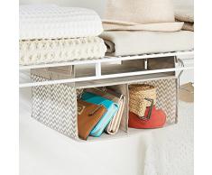 InterDesign Chevron - Almacenamiento blando/organizador colgante de 2 compartimientos, color gris topo y natural