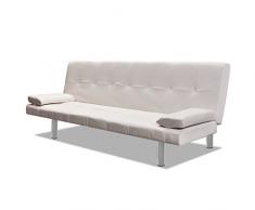 Furnituredeals Sofa de tela Sofa cama con dos almohadas ajustable blanco crema sofa chaise longue