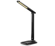 VicTsing Lampara Escritorio 42 LEDs Regulable, Flexo Escritorio LED Flexible con 3 Niveles de Brillo y 3 Modos, Cuidado de Ojos, Control Táctil y Bajo Consumo para Estudio, Oficina u Ordenador, Negro