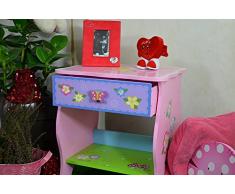 Antyki24 Childrens mesilla de Noche Mesa con Estante y cajón niños niñas Dormitorio - Guirnalda de Flores