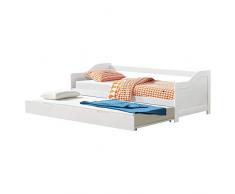[en.casa] Sofá Cama Pino 205x190,5x66cm Cama extraíble Canapé Pino Blanco