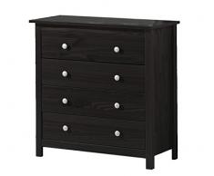 Dogar Tabac - Comoda con 4 cajones, 78.5 x 75 x 35 cm, madera, color wengue