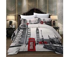 Fansu Juego de Ropa de Cama 3 Piezas Poliéster Microfibra Moderno Ciudad Juego de Fundas de Edredón Incluye 1 Funda Nórdica y 2 Funda de Almohada (Cama 150/160-220x240cm,Londres)