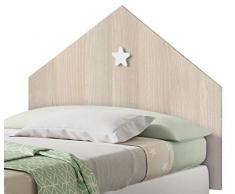 Miroytengo Conjunto Muebles Dormitorio Infantil Shine Cabezal Cama y Mesita Noche Color Roble Estrella Blanca