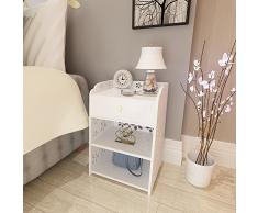 Naerde simple moderna mesita de noche Gabinete de almacenamiento, blanca labrada