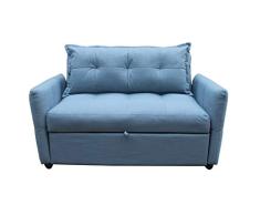 Meubletmoi - Sofá de 2 plazas convertible para cama individual de tela azul – Estilo clásico Cosy – Niagara
