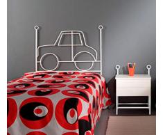 Dfierro Coche Cabecero de forja, 90 cm, Metal, Rojo, Cama 80/95 (Twin), 95.0x4.0x128.0 cm