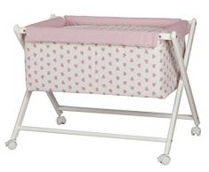 Happy Way Minicuna Corazones Rosa Dosel No Incluido - Cunas Mecedoras, Unisex